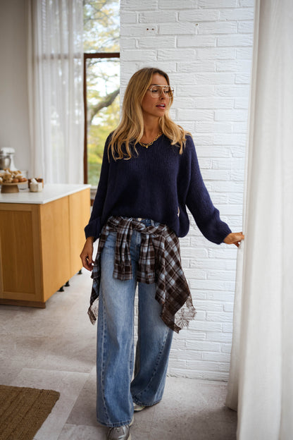 Blue and Brown Checkered Netta Shirt