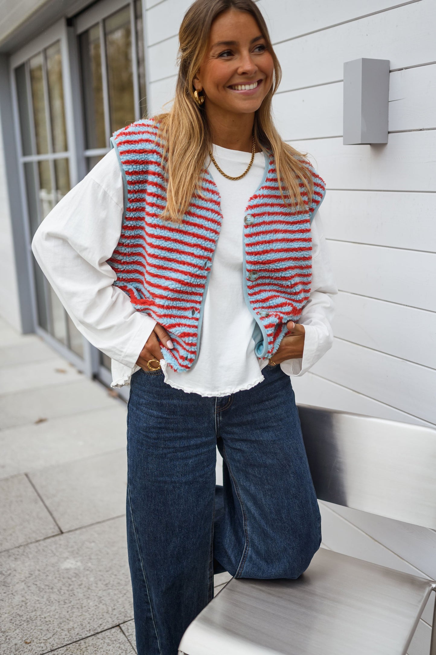 Blue and Coral Taoh Vest