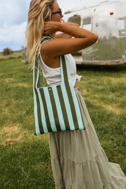 Blue With Khaki Stripes Mael Bag