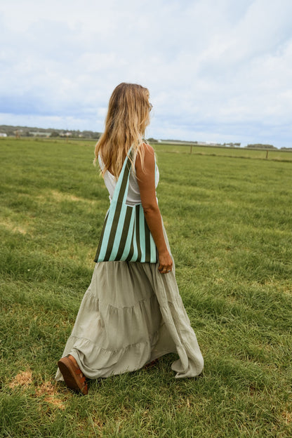 Blue With Khaki Stripes Mael Bag