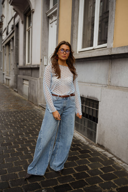 Blue Polka Dot Claire Blouse