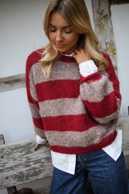 Burgundy and Brown Striped Ralphy Sweater