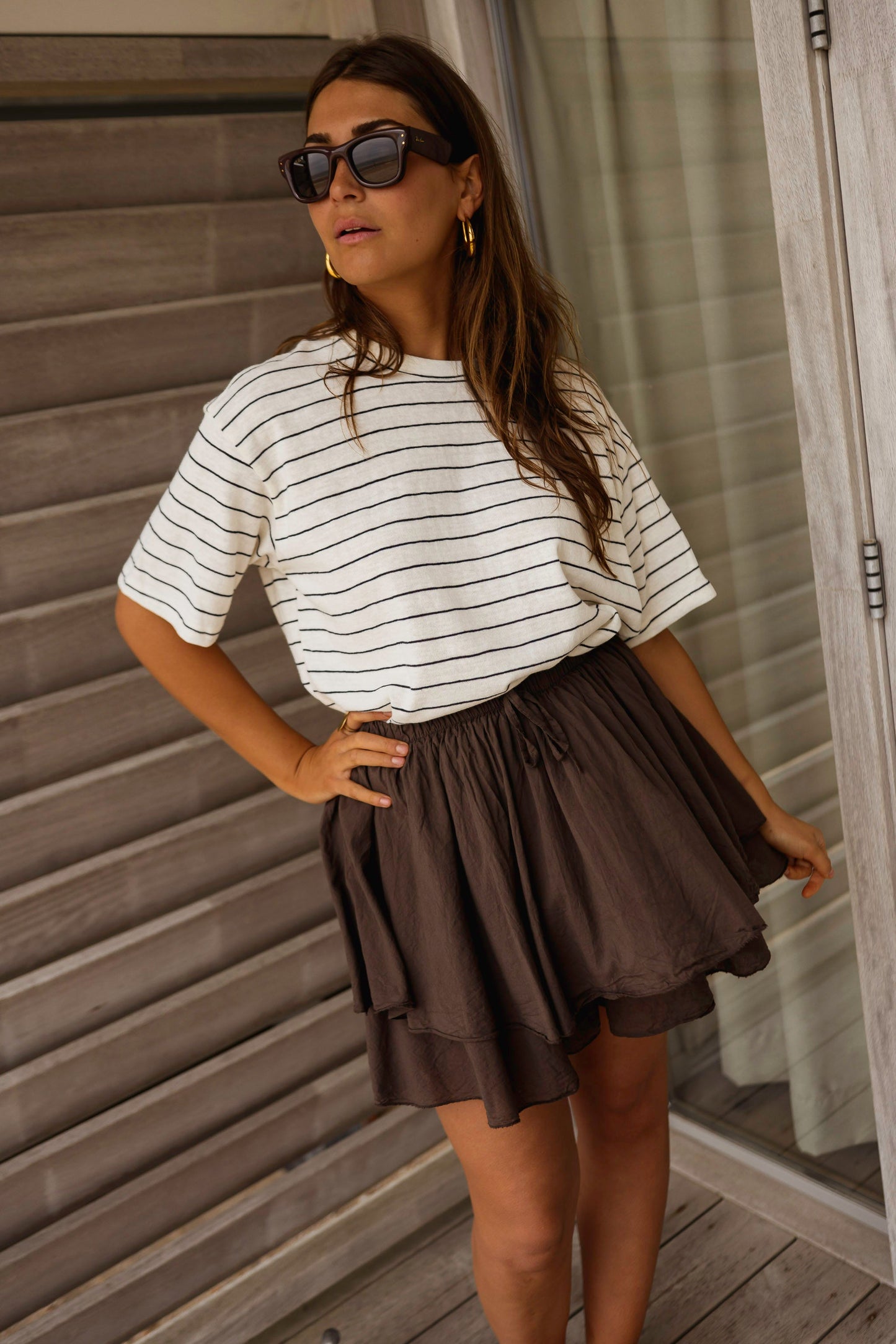 Ecru With Blue Stripes Emmy T-Shirt