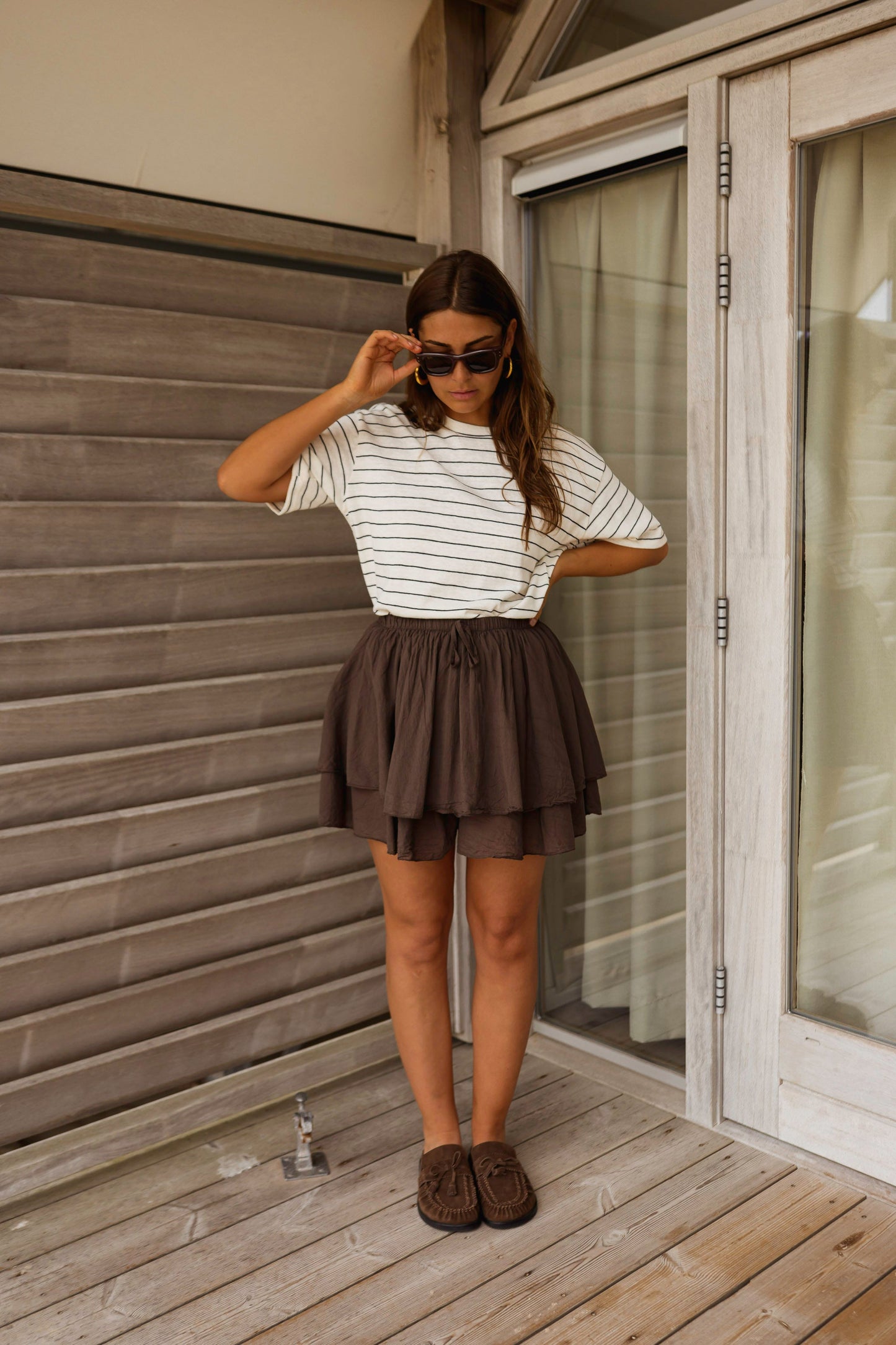 Ecru With Blue Stripes Emmy T-Shirt