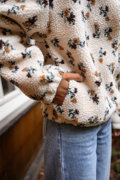 Ecru Floral Alice Fleece Jacket