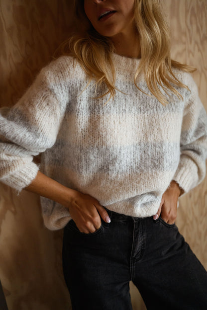 Ecru and Grey Debby Sweater