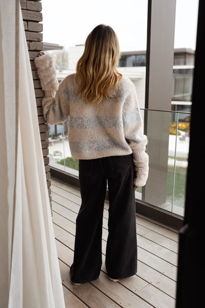 Ecru and Grey Debby Sweater