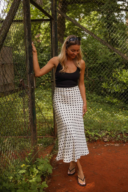 Ecru Jeanne Polka Dot Skirt