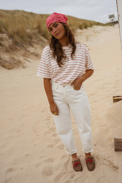 Ecru With Red Stripes Emmy T-Shirt
