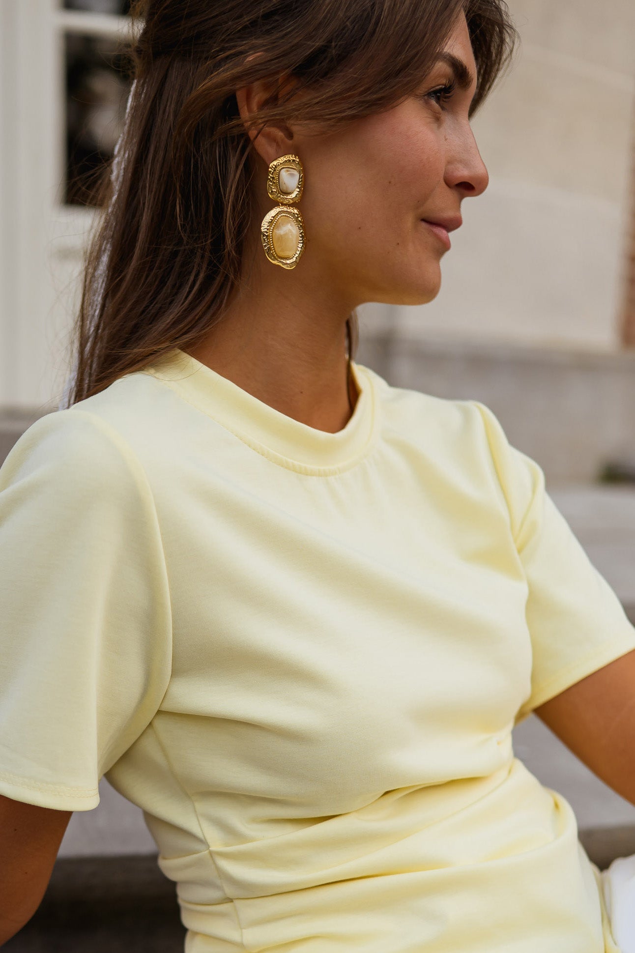 Golden And Beige Idil Earrings