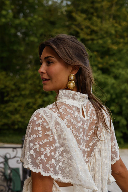 Golden And Beige Idil Earrings