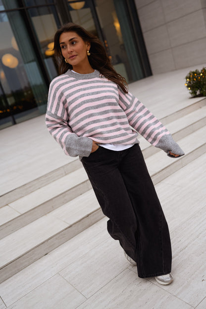 Grey and Pink Emilie Sweater