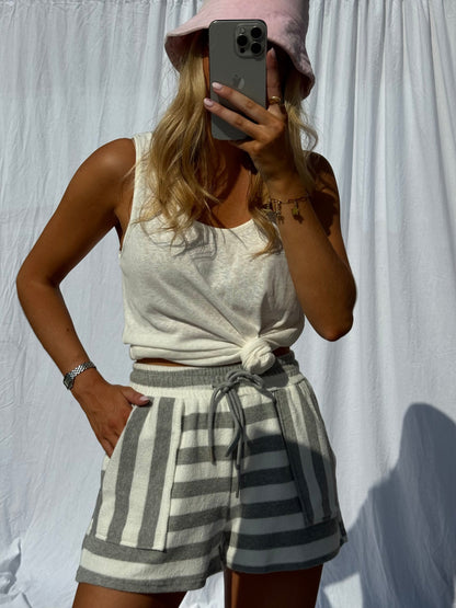 Grey and White Lorry Shorts
