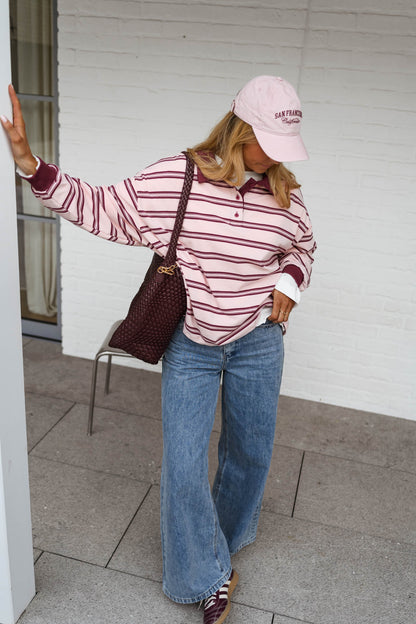 Pink and Burgundy Amilia Polo Shirt