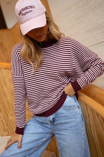 Pink and Red Striped Leona Sweater