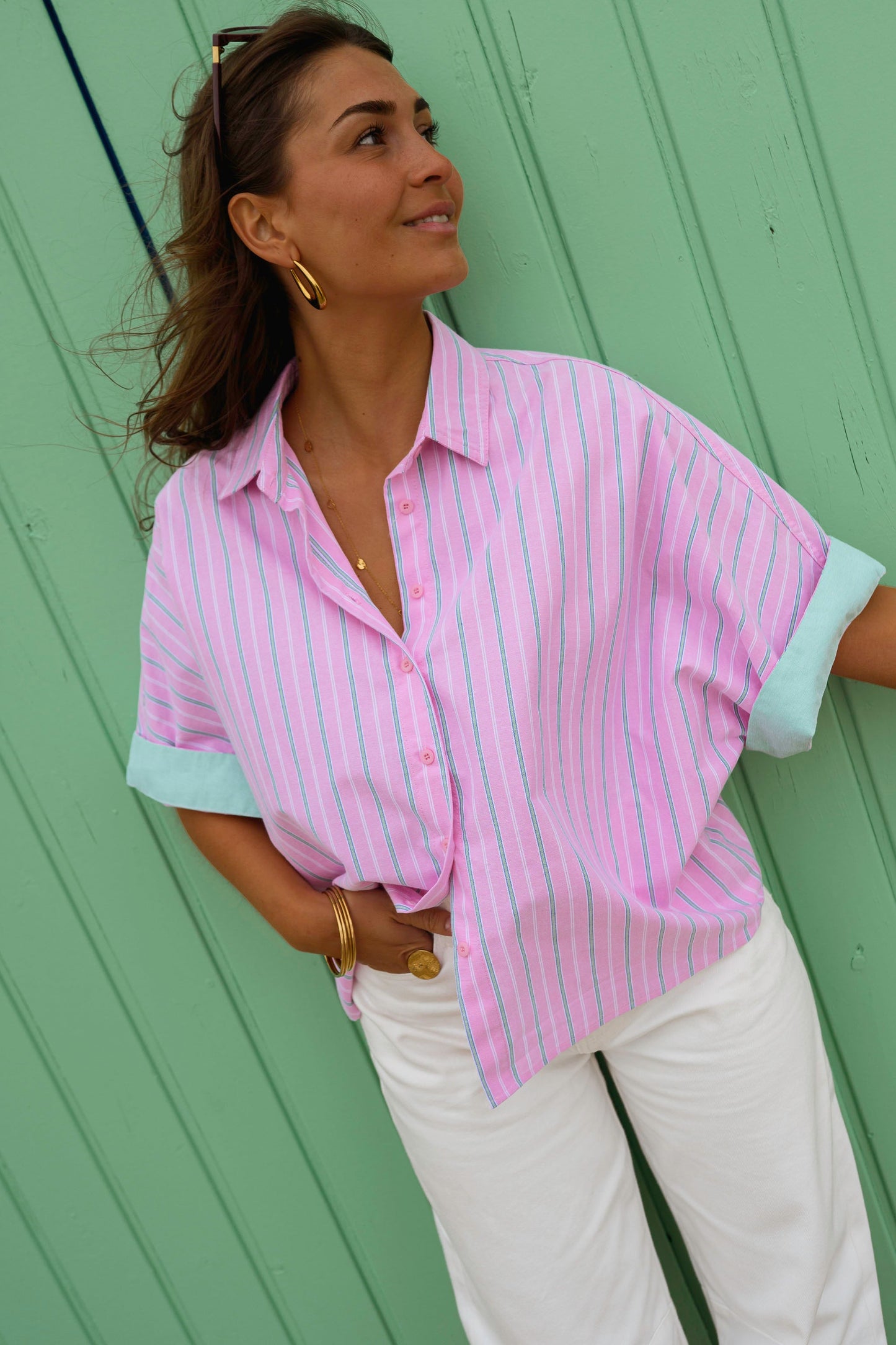 Pink Striped Maeva Shirt