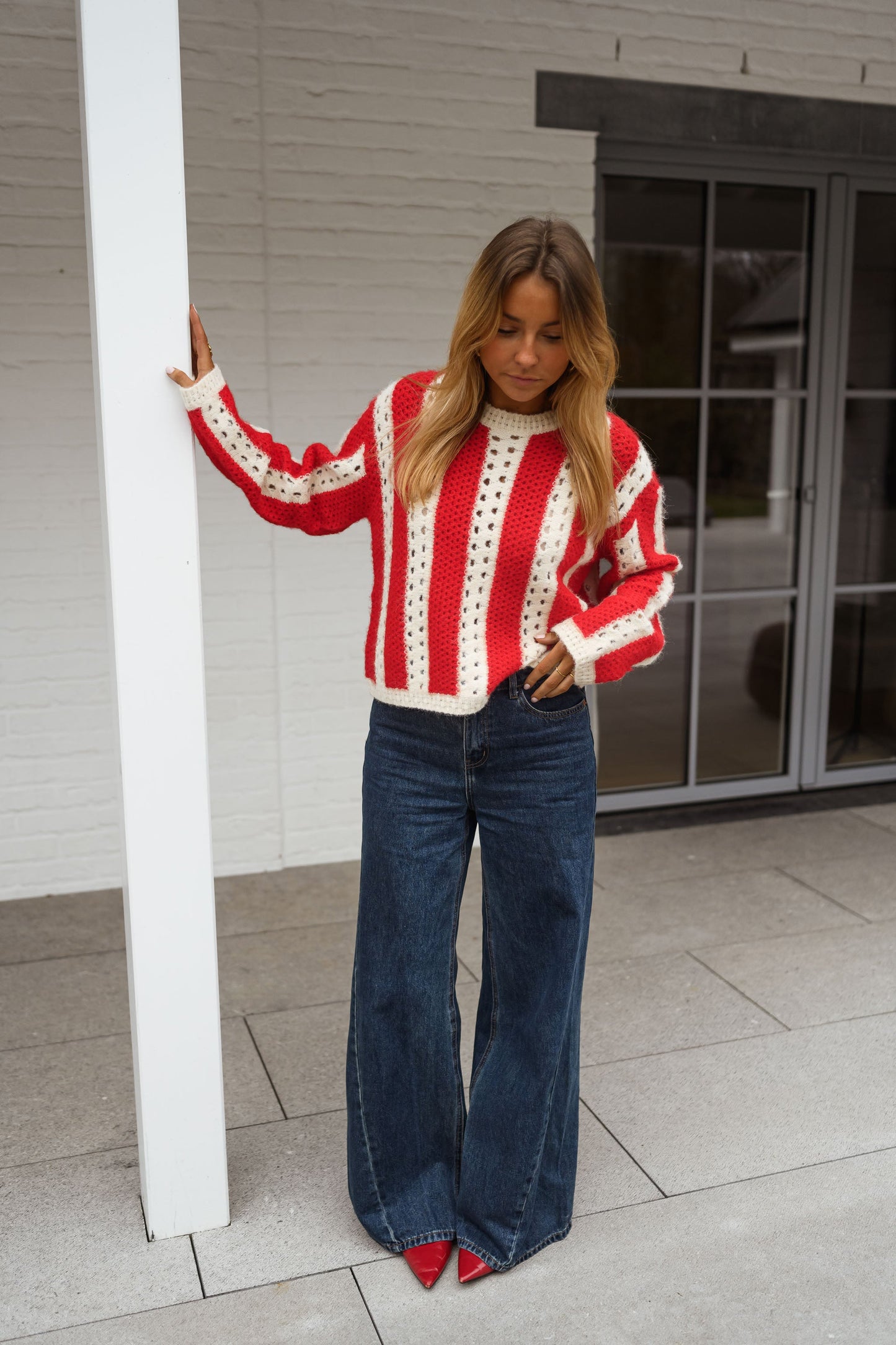 Red and Ecru Sage Sweater