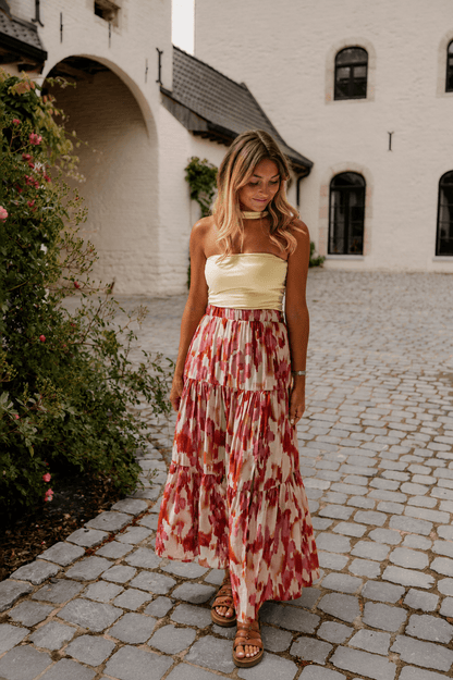 Red Patterned Nunza Skirt