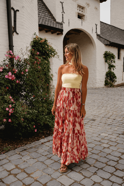 Red Patterned Nunza Skirt