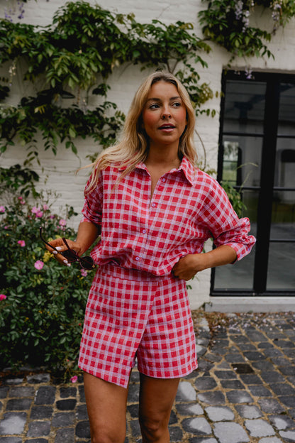 Red And Pink Plaid Dicki Shirt
