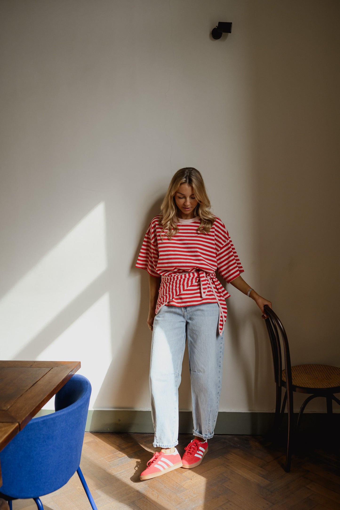 Red and Pink Striped Helia T-Shirt