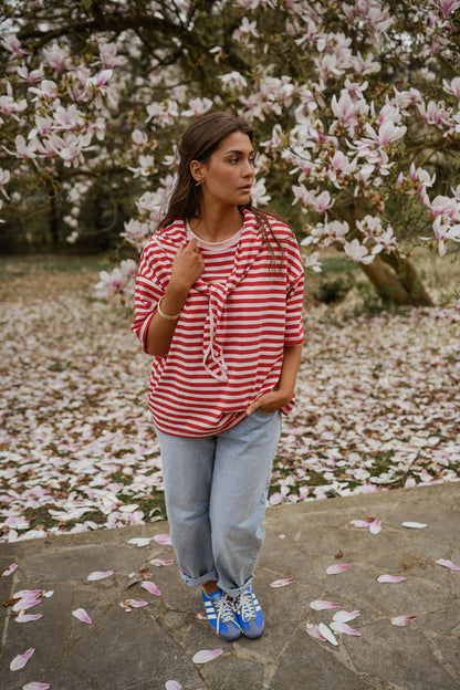 Red and Pink Striped Helia T-Shirt