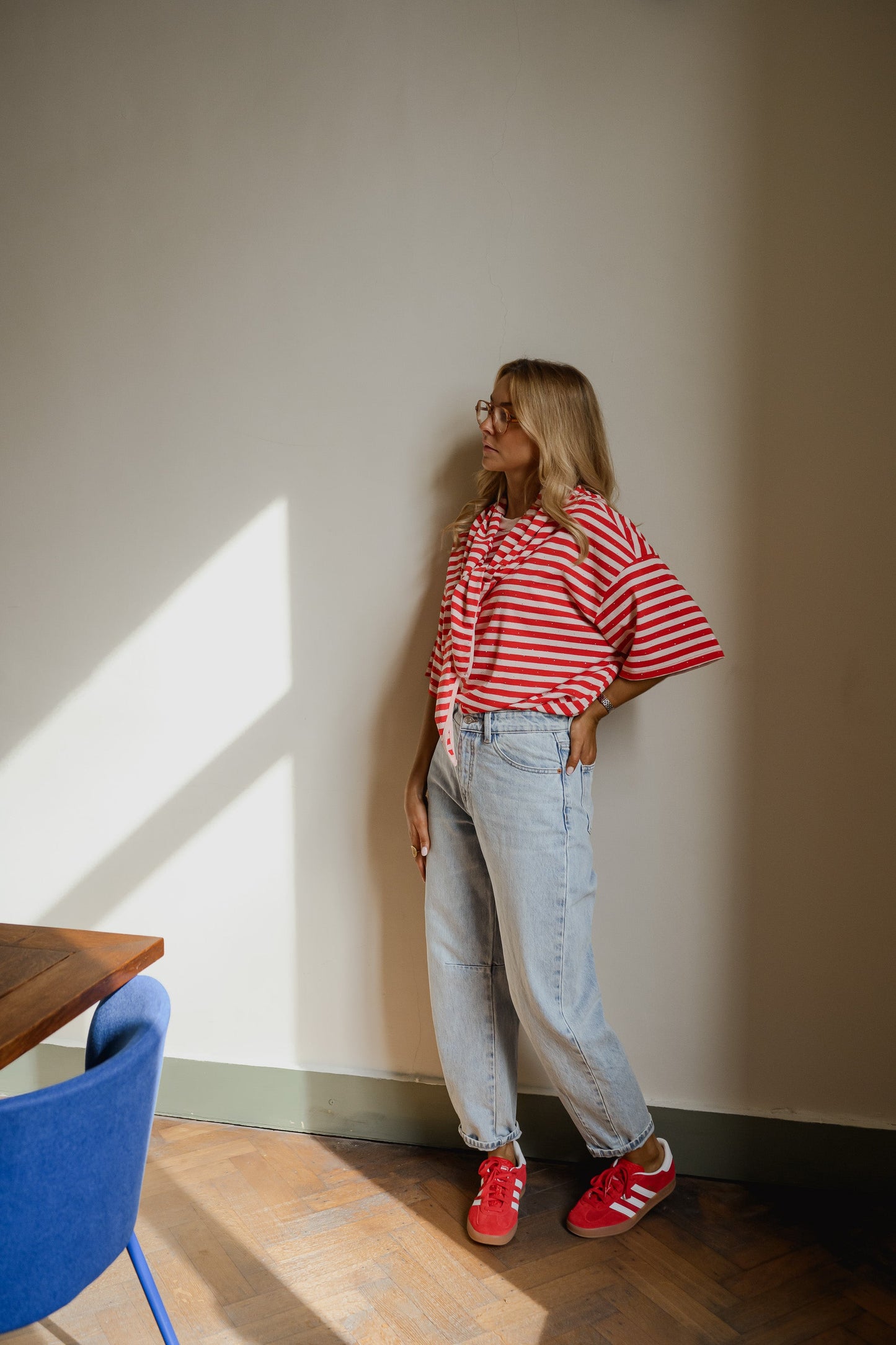 Red and Pink Striped Helia T-Shirt