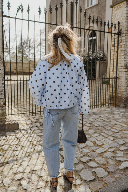 Sky Blue with Chocolate Polka Dot Medina Jacket