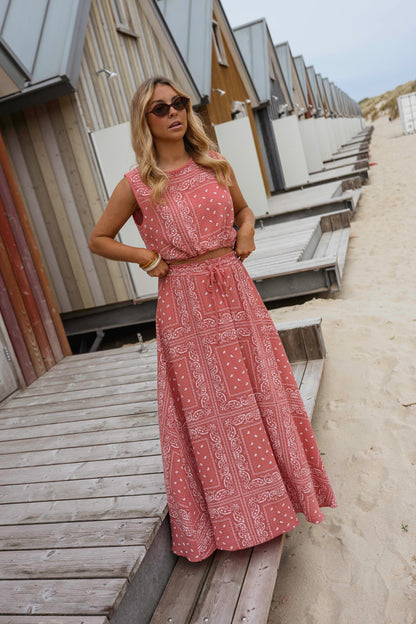Terracotta Patterned Cesar Skirt
