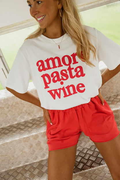 White Amore Pasta Wine T-Shirt