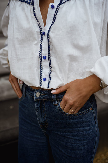 White and Blue Nadege Shirt