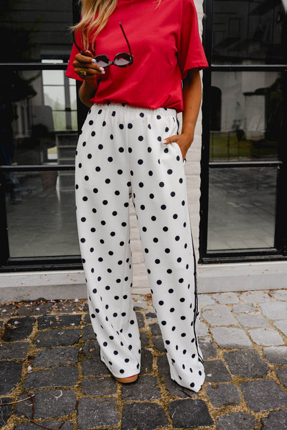 White Polka Dot Loosa Jogggers