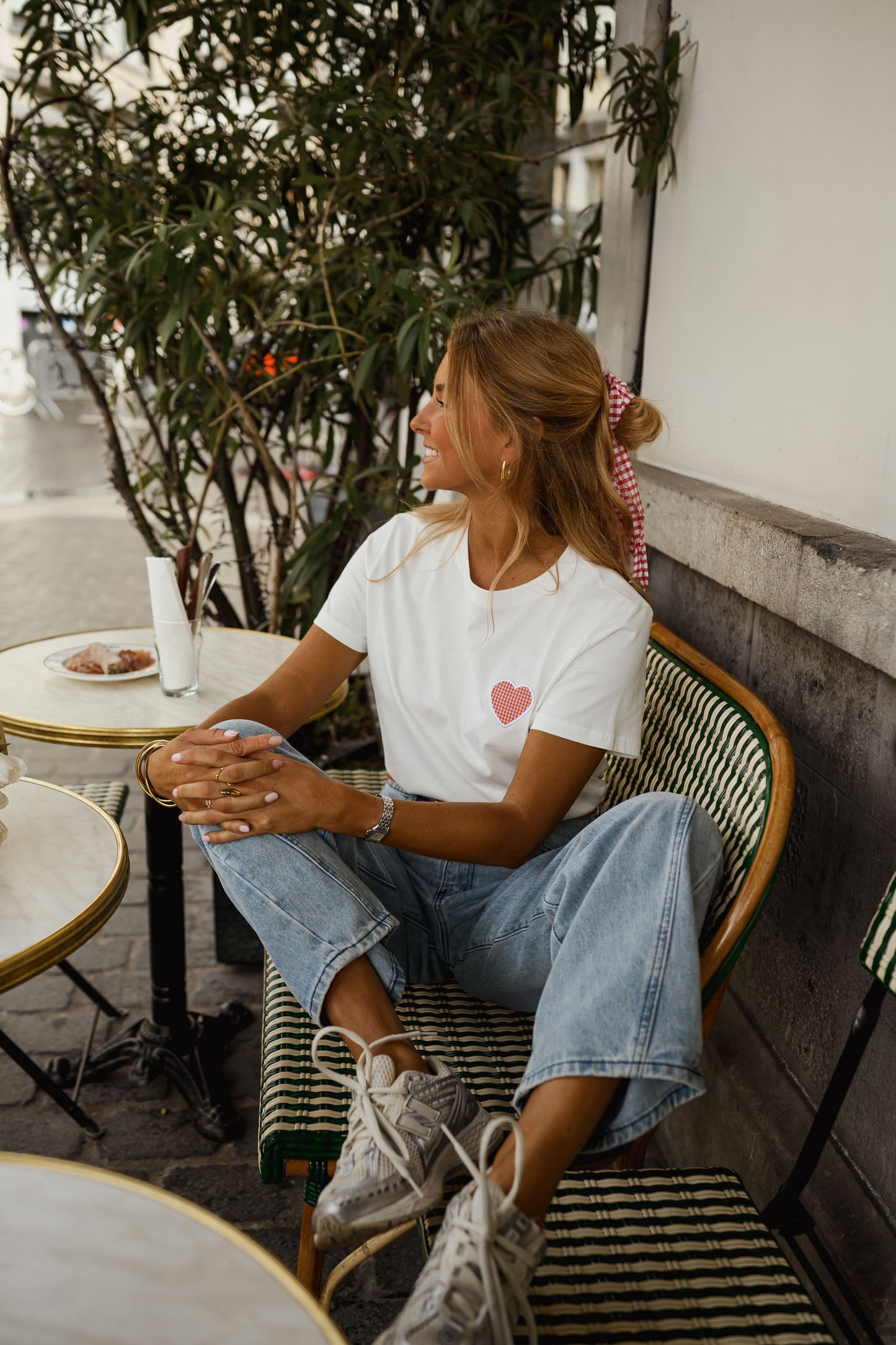 White With Red Heart Aly T-Shirt