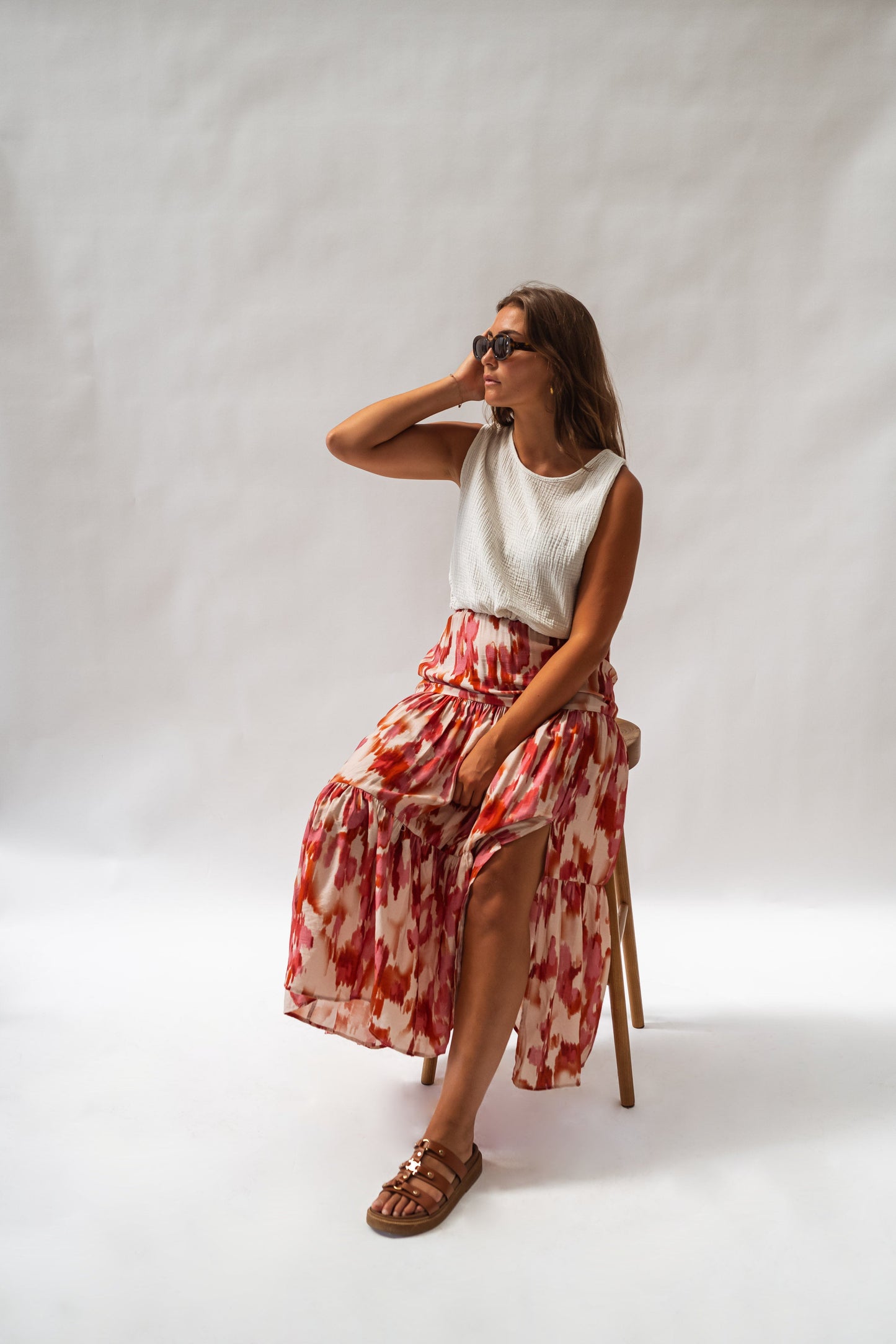 Red Patterned Nunza Skirt