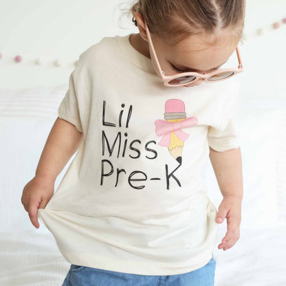 Lil Miss Pre-K Kids Graphic Tee | Natural